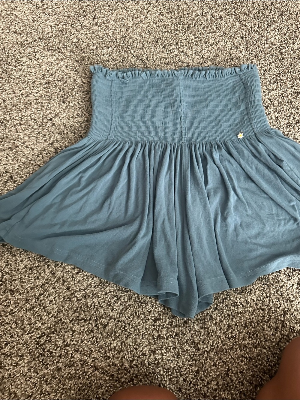 NATURAL LIFE Teal Blue Smocked Waist Women's Skort Shorts
